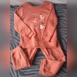 Girls Sweatsuit Set with Fairy Print - Peach